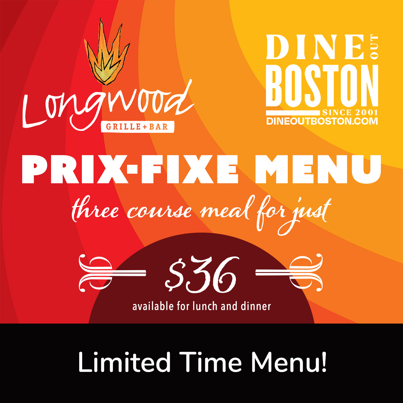 Longwood Grille + Bar Prix-Fixe Three Course Meal for $36